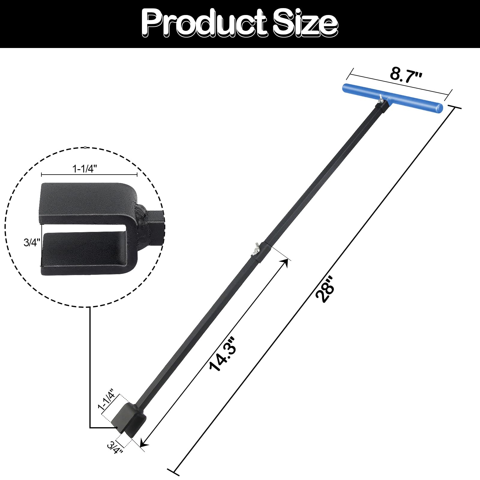 Ergonomic T-handle grip for comfortable turning during maintenance tasks.