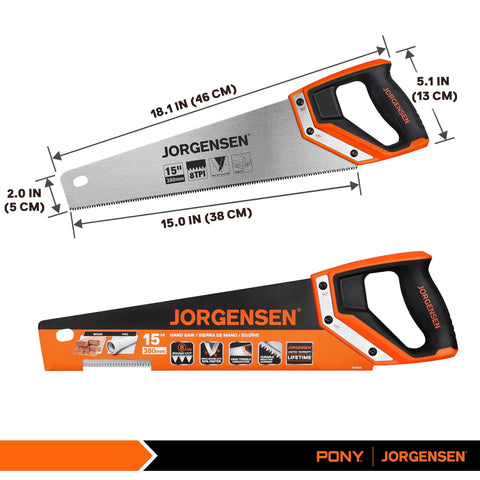 Jorgensen 15in Pro Hand Saw ergonomic handle with non-slip grip