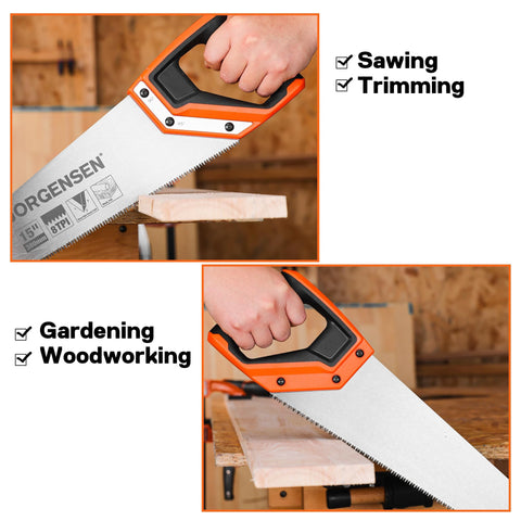 Jorgensen 15in Pro Hand Saw deep tooth grooves enable quick chip removal