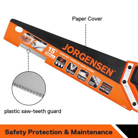 Jorgensen 15in Pro Hand Saw stored safely in protective sleeve
