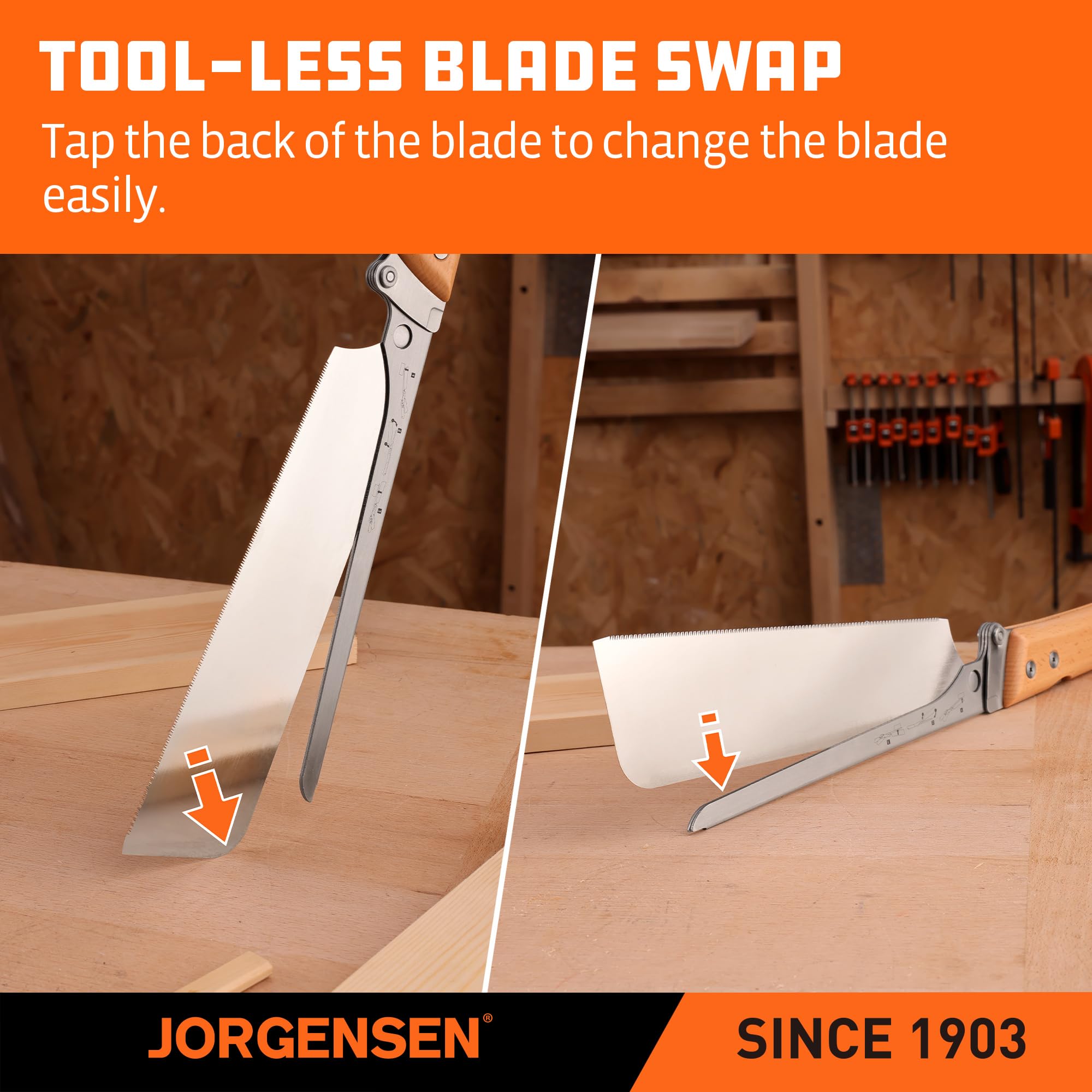 Jorgensen 21 TPI teeth enable precise cross-cut and dovetail work.