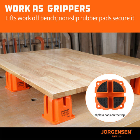 Anti-slip rubber pads on Jorgensen 3-in-1 block prevent sliding
