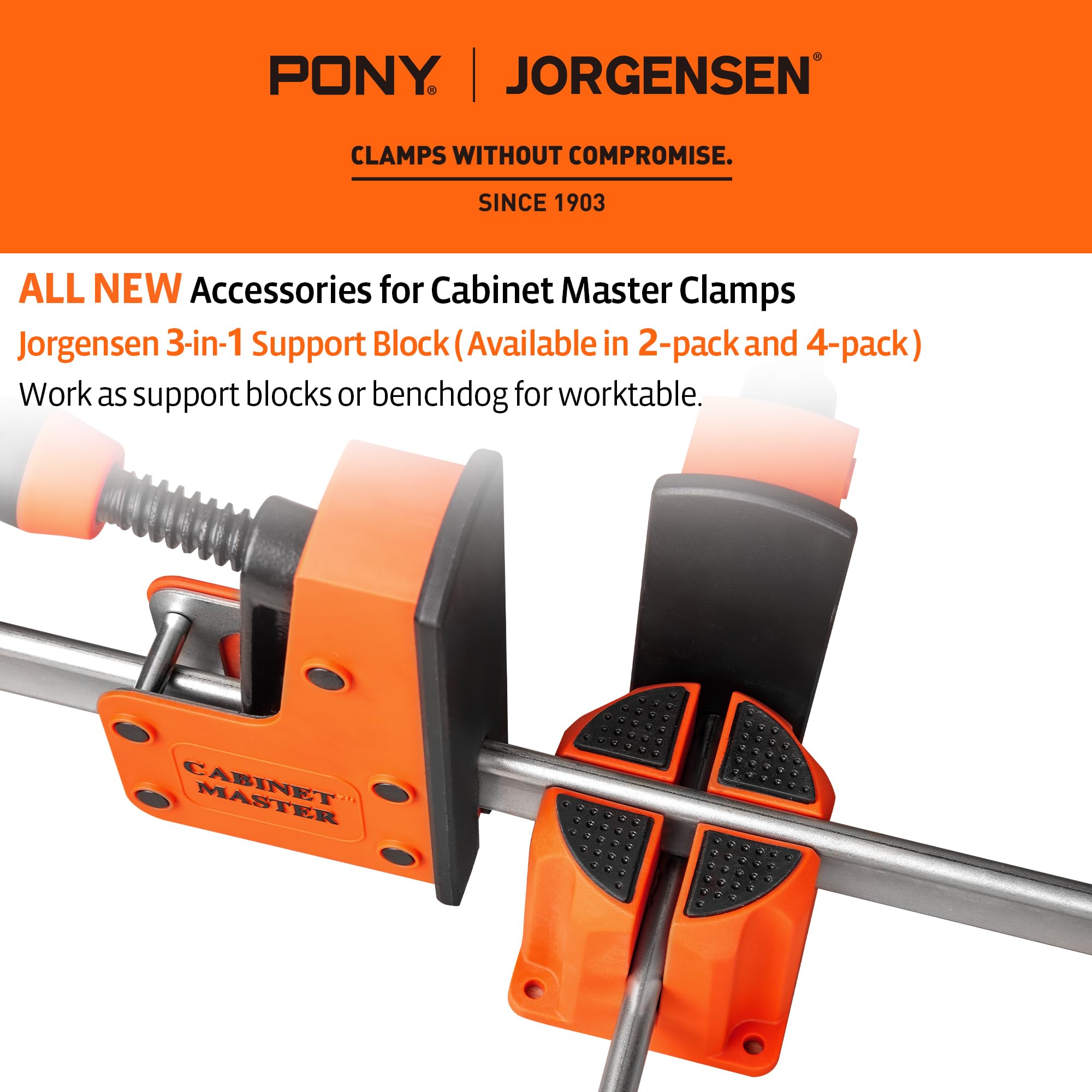 Jorgensen 3-in-1 support block used as a bench dog for routing and sanding