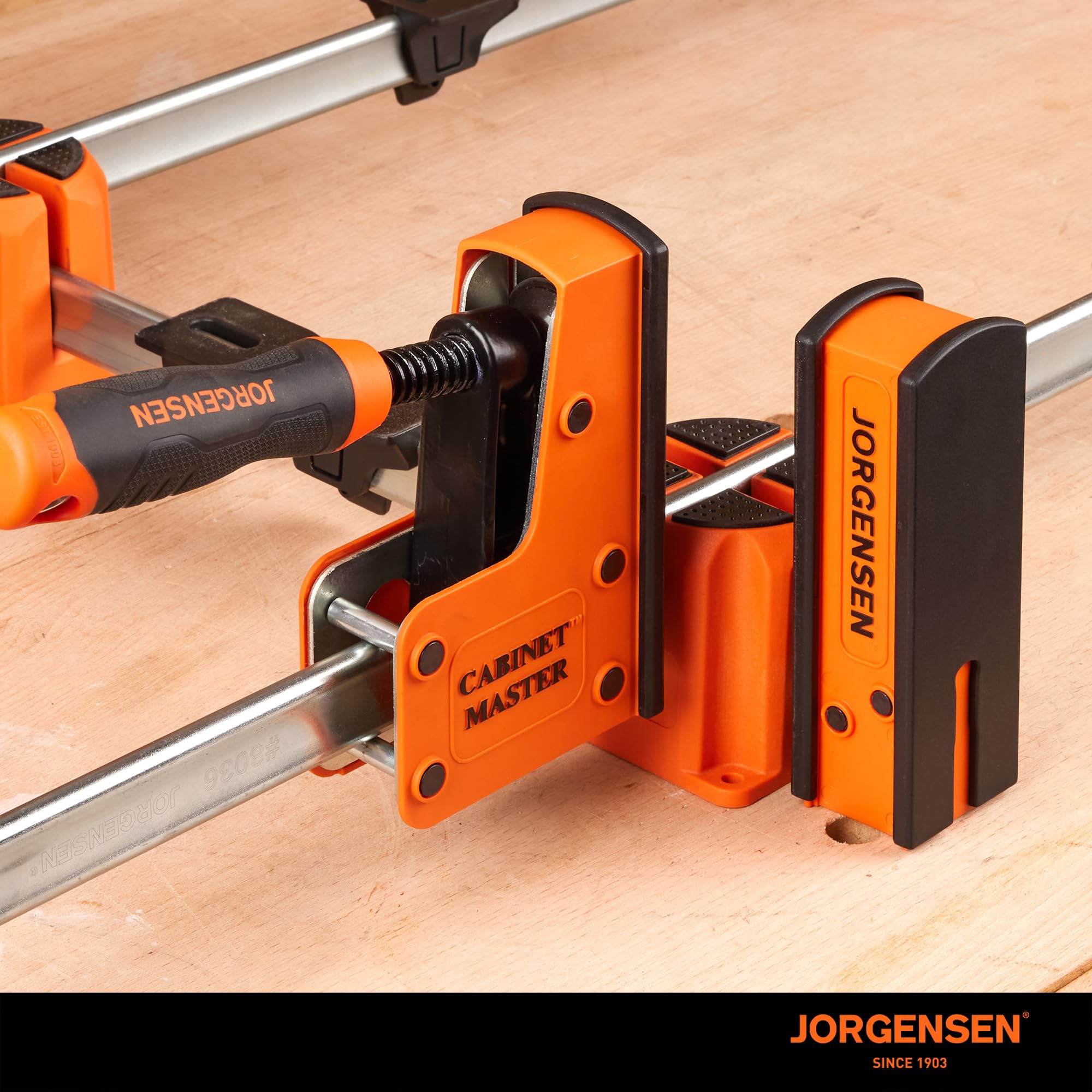Cabinet Master compatibility of Jorgensen 3-in-1 support block with parallel clamps