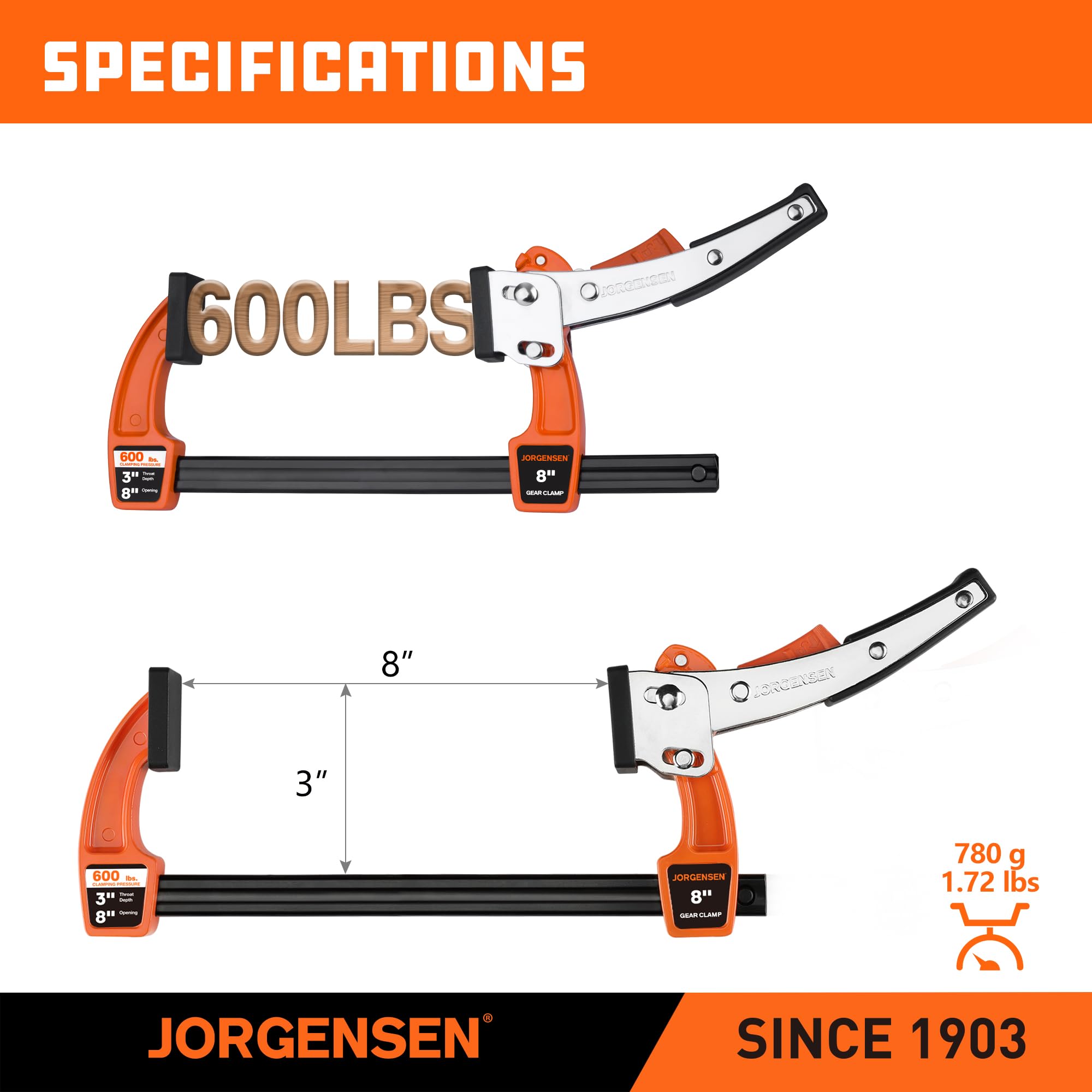 Jorgensen bar clamp designed for woodworking and shop benchtop tasks