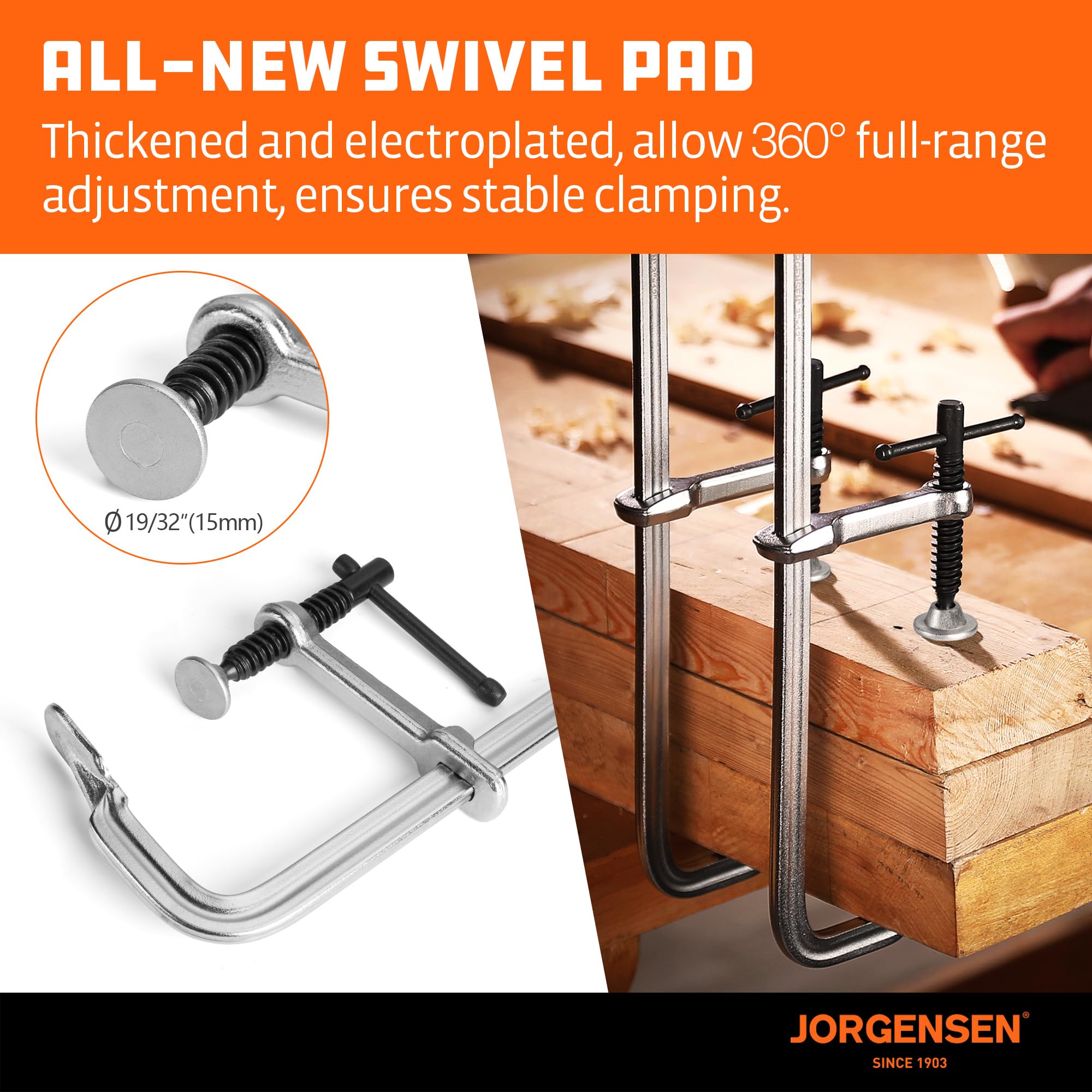 Drop-forged frame on Jorgensen clamps supports durable, long-term use.