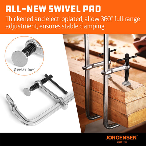 Drop-forged frame on Jorgensen clamps supports durable, long-term use.