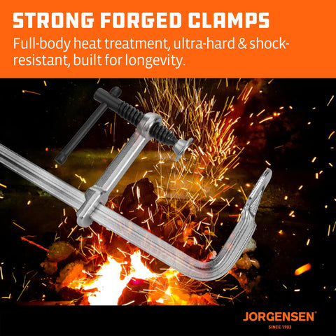 Non-marring pads protect surfaces during clamp-up with Jorgensen clamps.