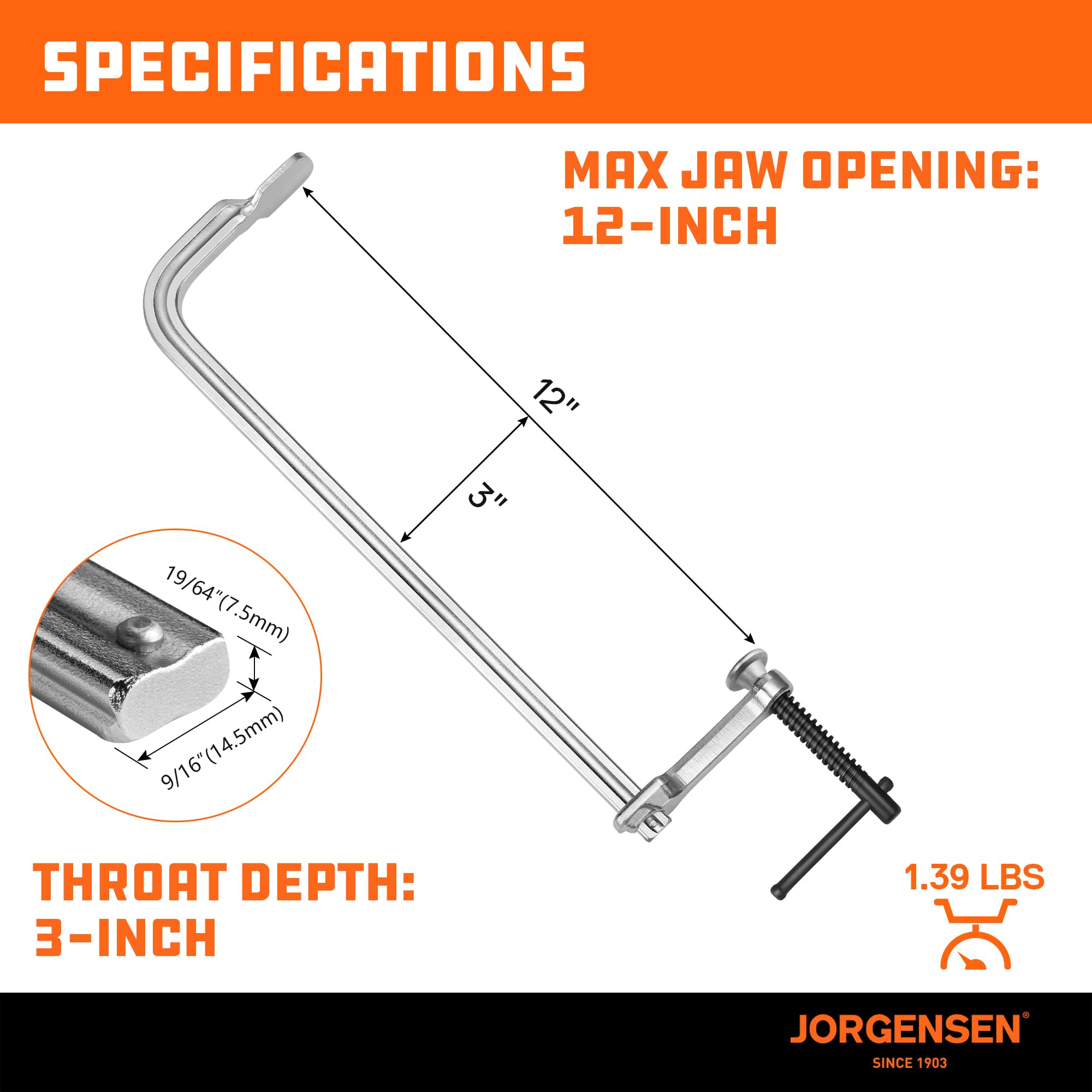 Swivel pads adjust for even pressure on Jorgensen clamps.