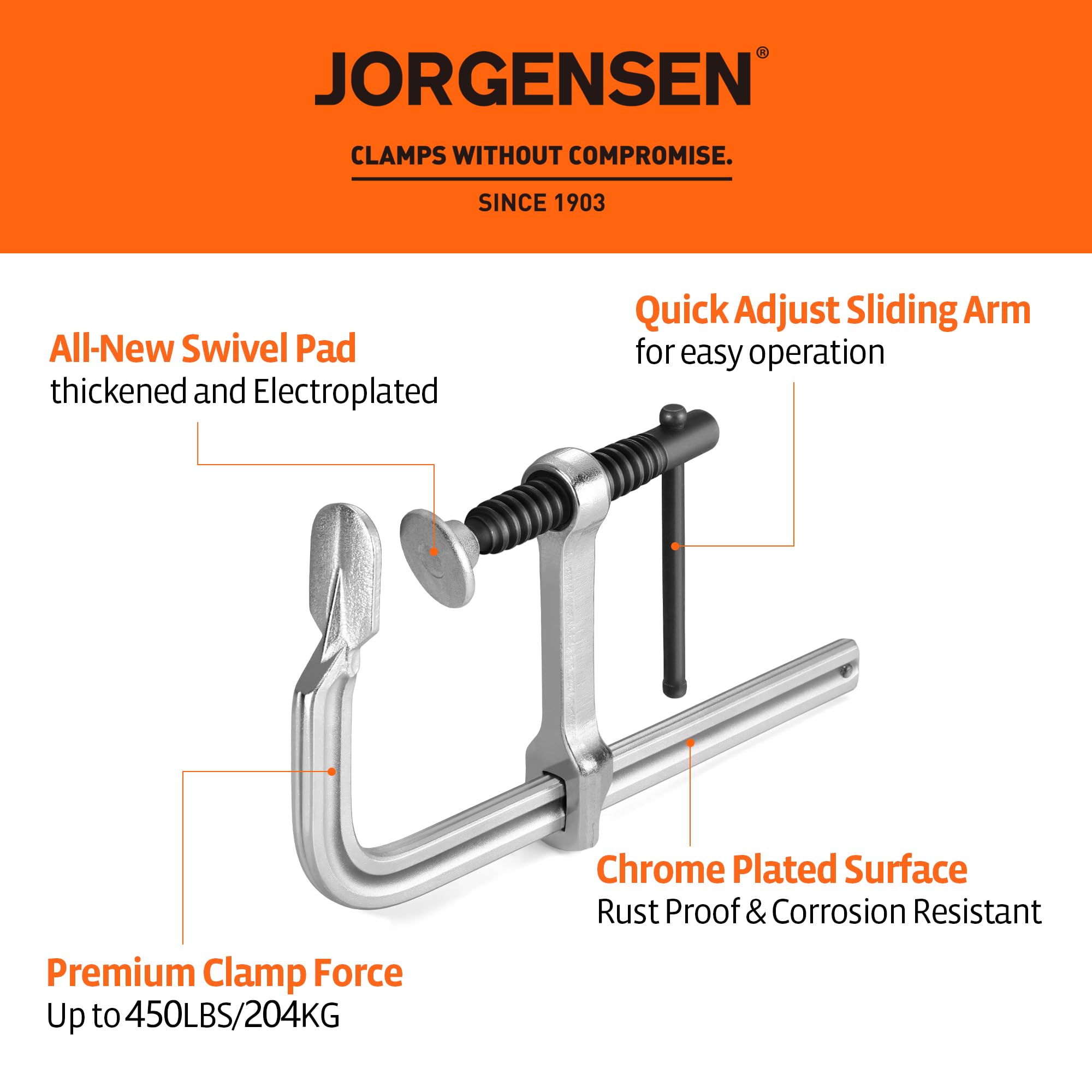 Jorgensen bar clamp featuring 3 inch throat depth for tight fits