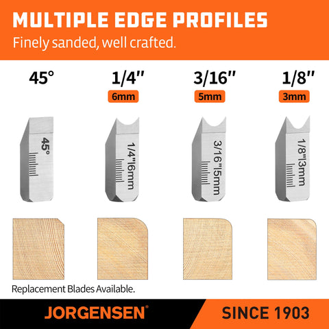 JORGENSEN Chamfer Plane 45-degree flat cutter included for flat edges