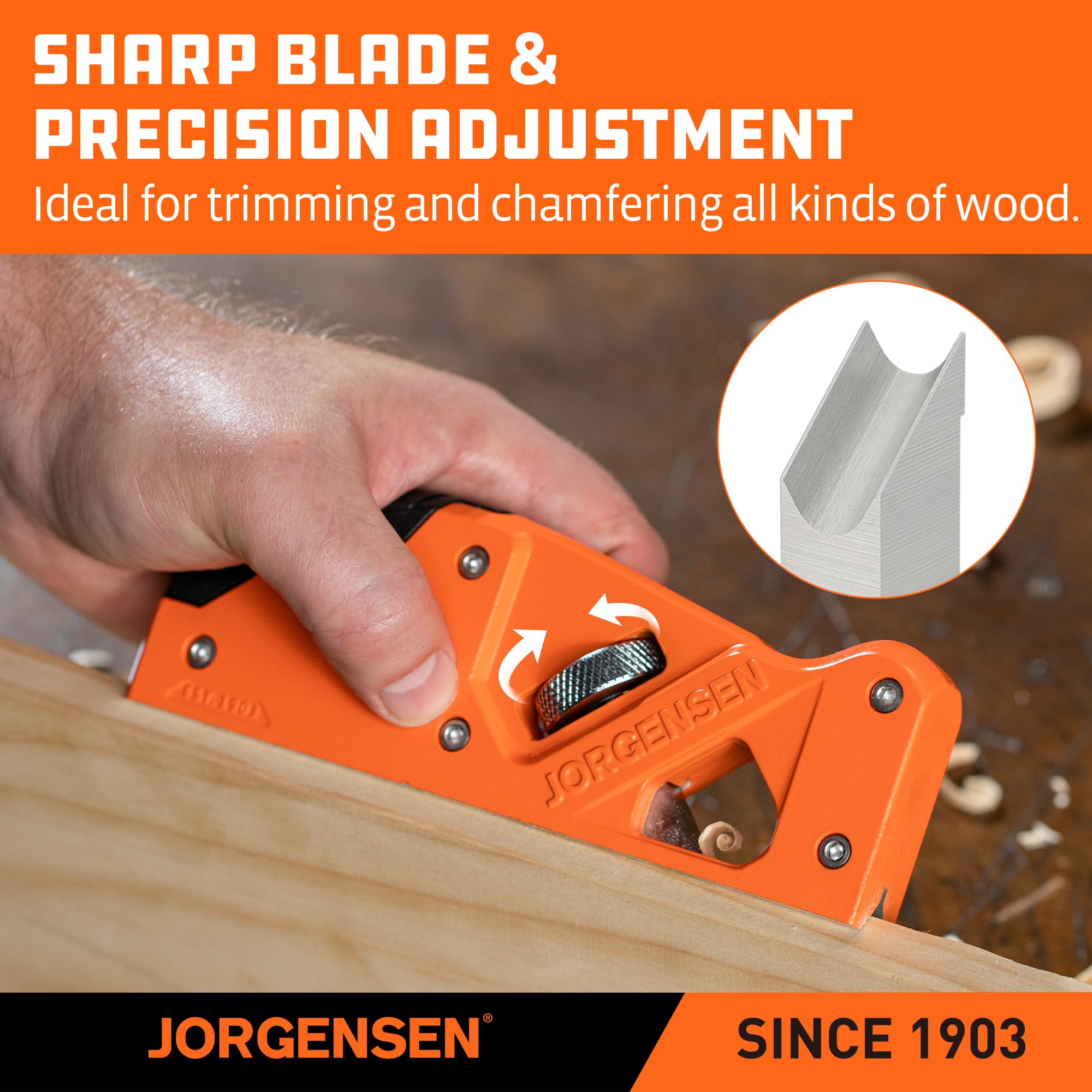 JORGENSEN Chamfer Plane polished bottom for smooth, residue-free woodworking