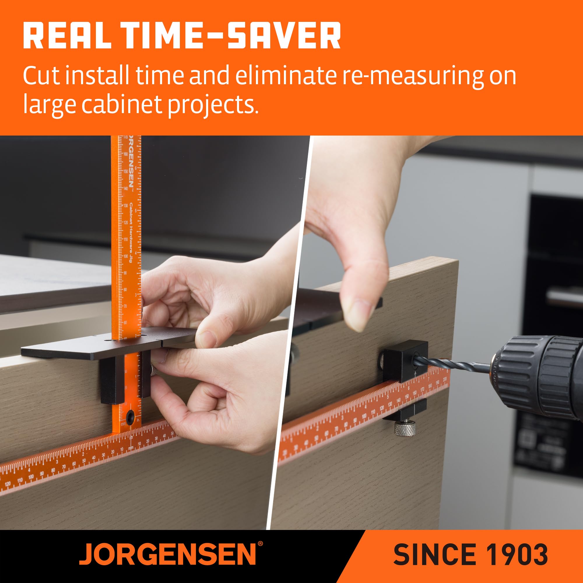 Jorgensen chamfered corners protect furniture and hands during install