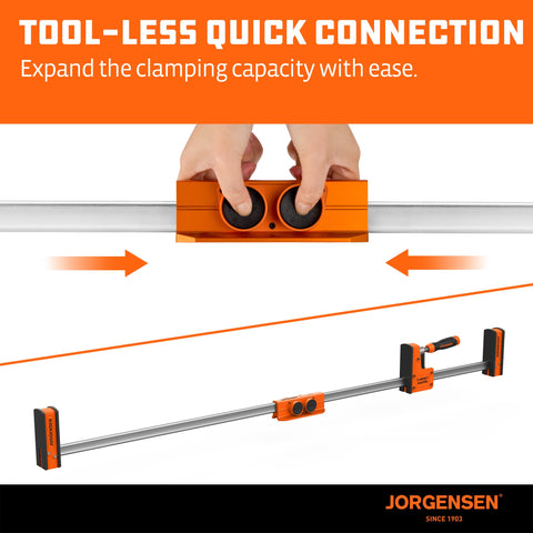 Jorgensen Clamp Extender push-button lock provides secure, tool-free attachment.