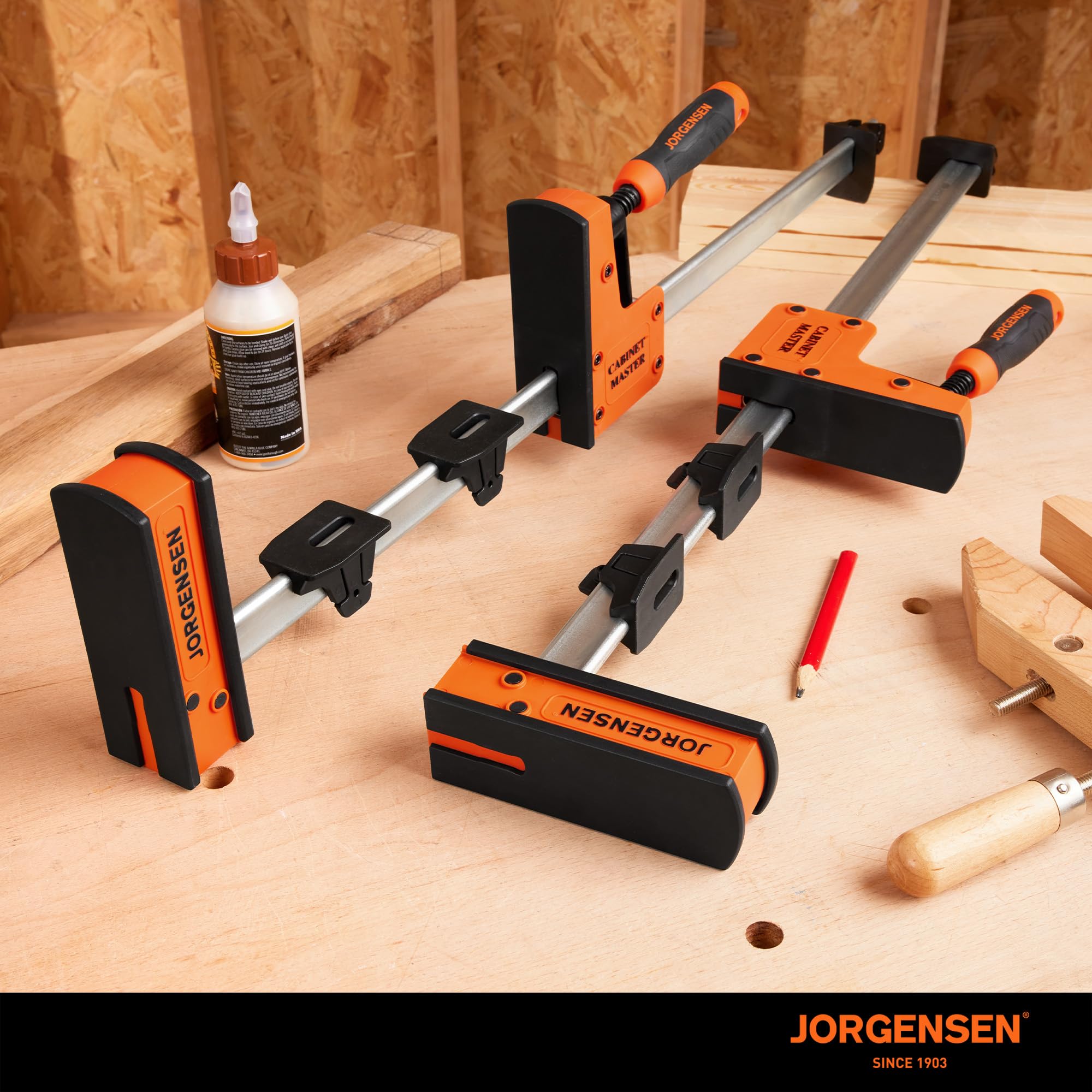 Clamp stand supports the bar for a clean workspace.