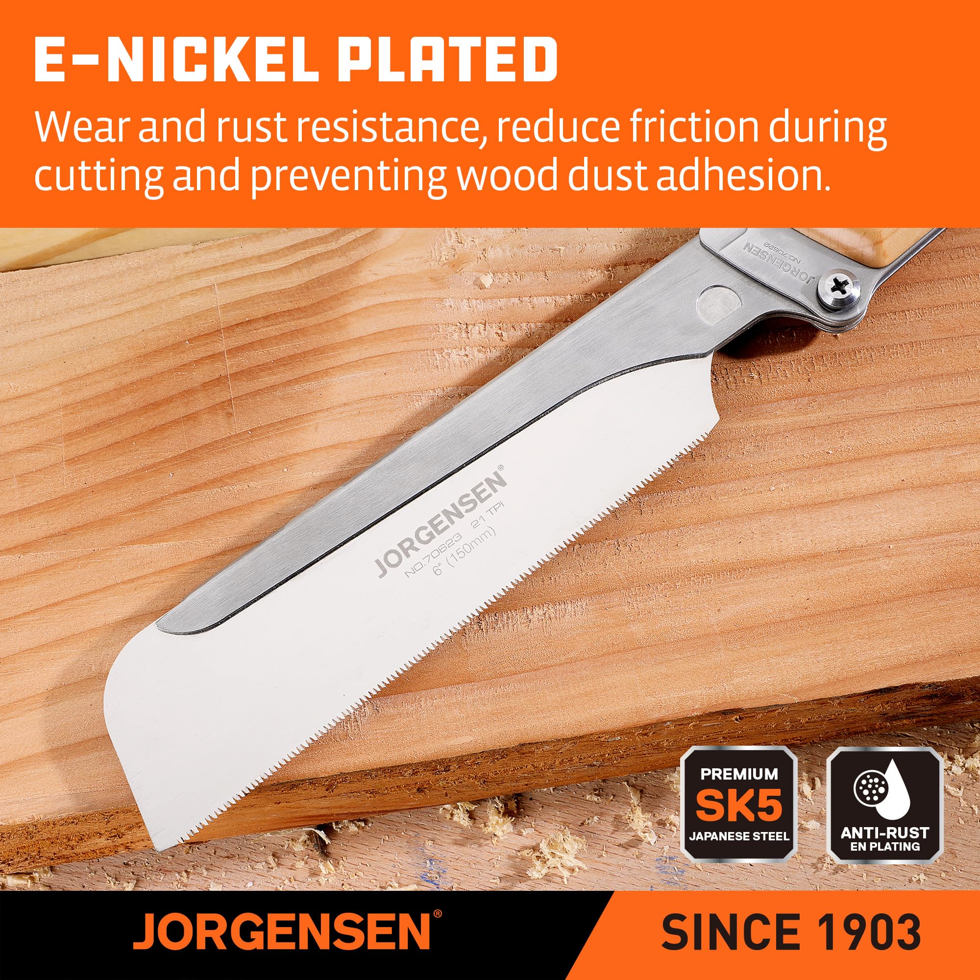 Jorgensen coated blade reduces friction for easier cutting.