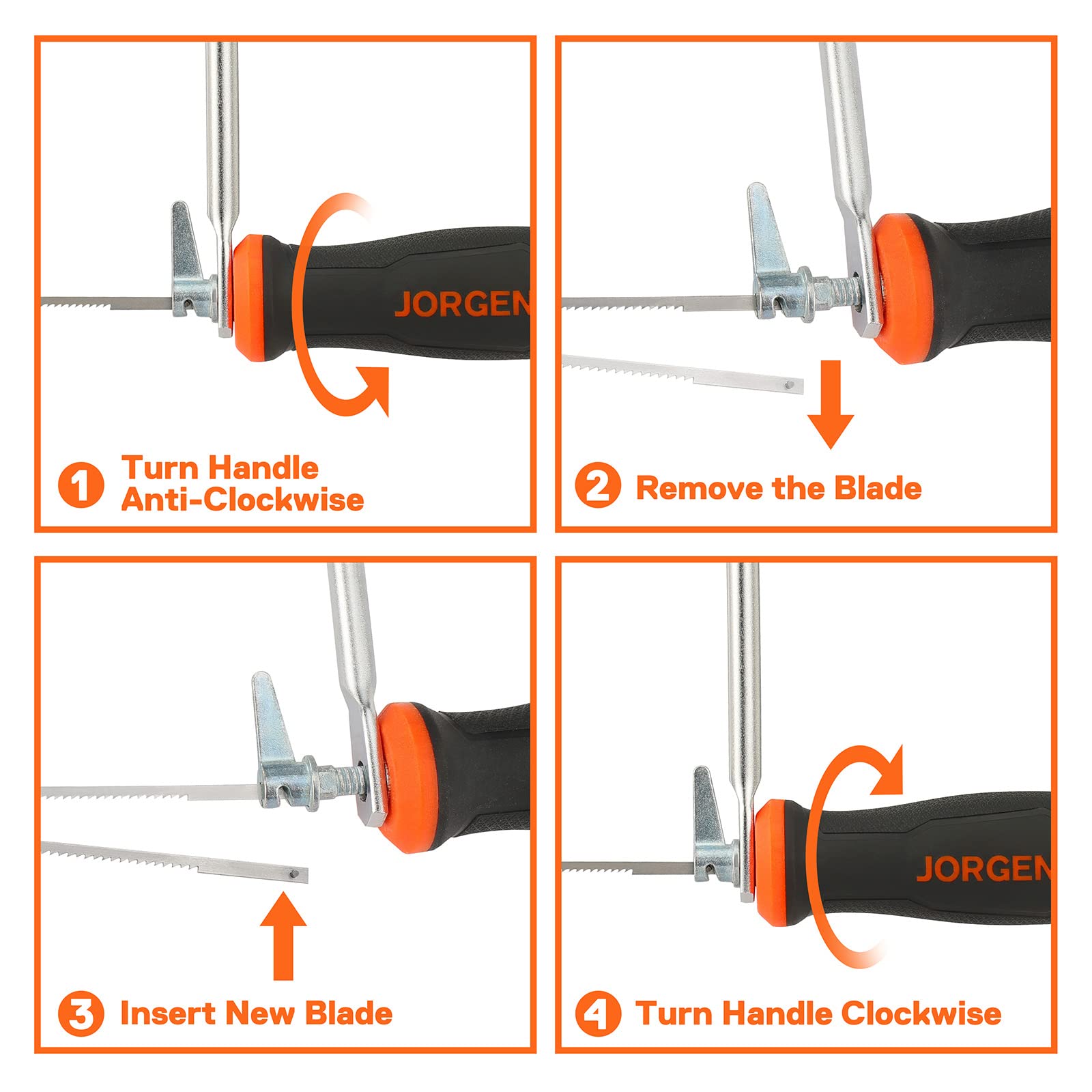 Easy blade changes on the JORGENSEN coping saw