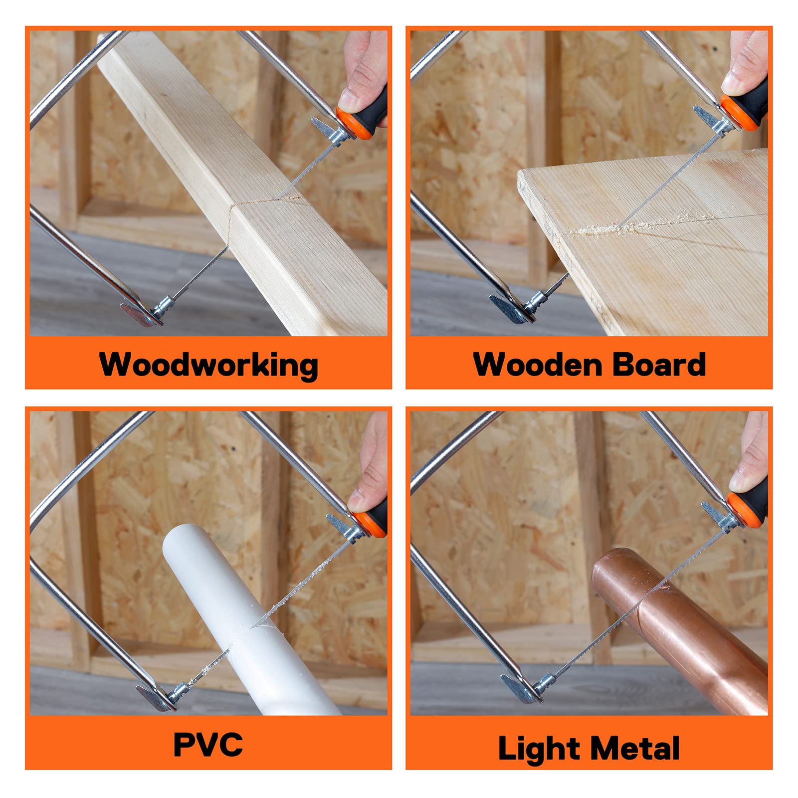 Versatile JORGENSEN coping saw for wood, PVC, and light metal