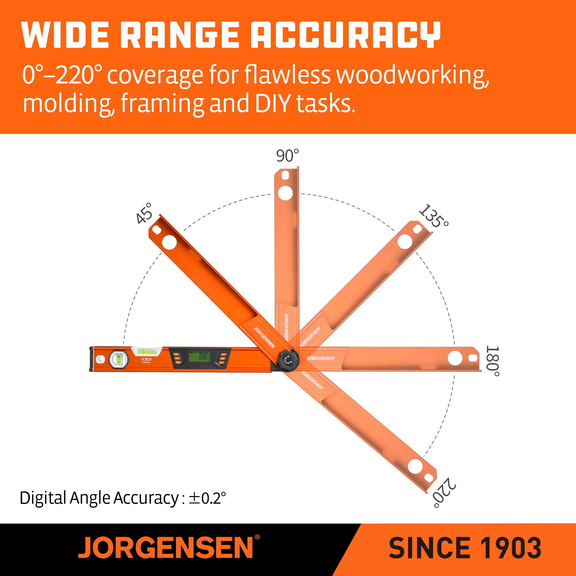 Jorgensen digital angle finder with hold function for convenient recording
