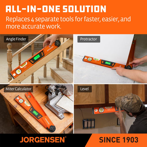 Jorgensen digital angle finder illuminated display enables fast, accurate readings