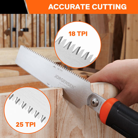 Jorgensen double-edge flush blade with two cutting pitches for hardwood and softwood.