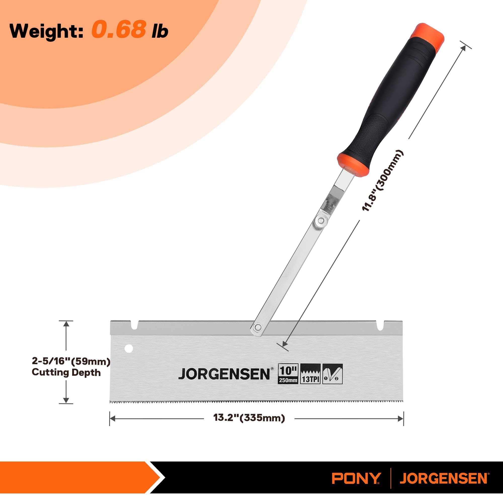 Jorgensen saw with spring-loaded reversal for quick direction changes.