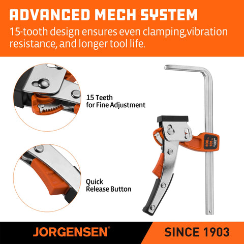 Jorgensen durable drop-forged steel construction withstands heavy workshop use.