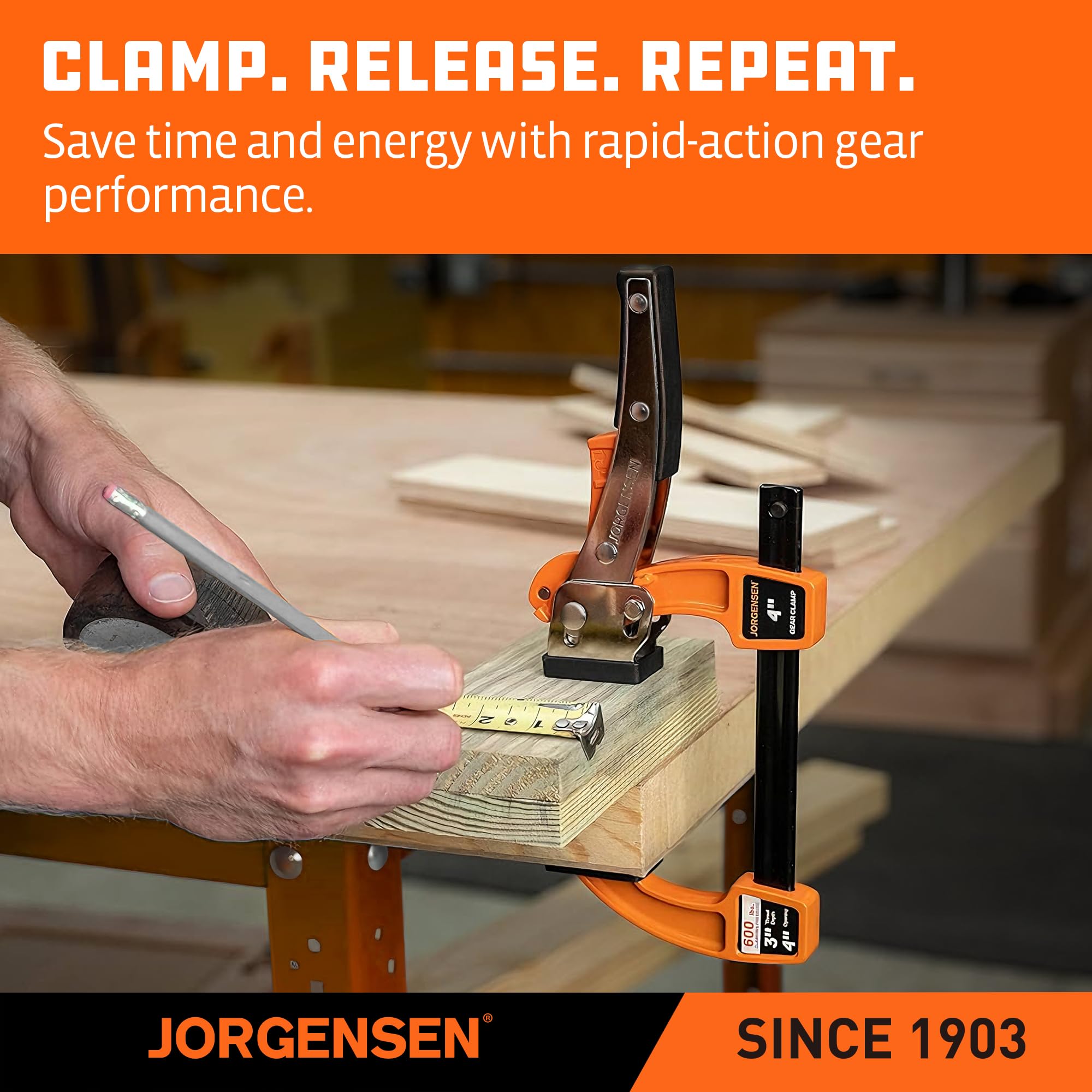 Jorgensen easy-adjust slide lever on bar clamp