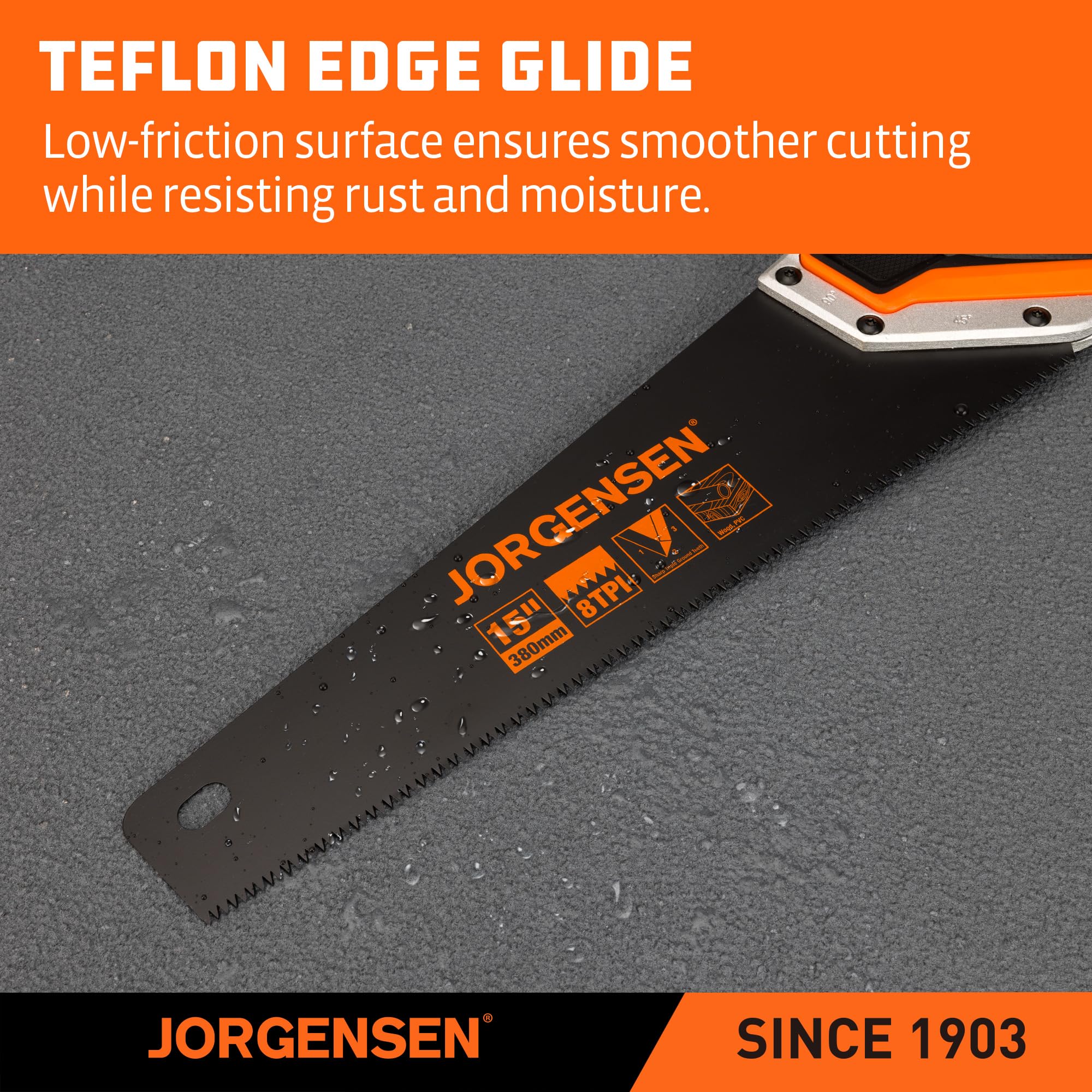 Jorgensen edge protector on blade enables safe transport and storage