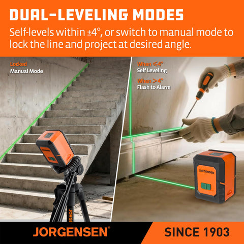 Jorgensen green beams improve visibility over bright interiors.