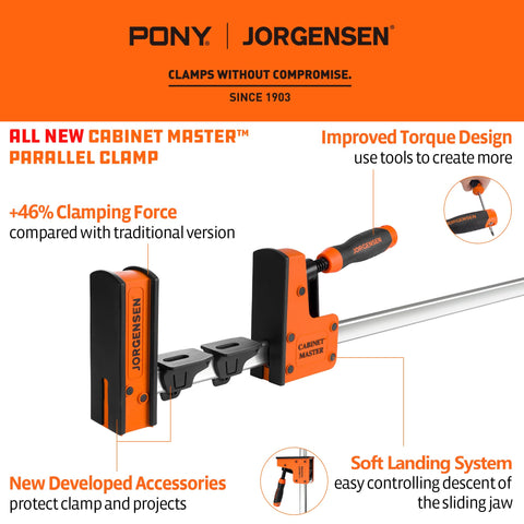 Heavy-duty Jorgensen clamp delivering up to 2200 lbs of clamping force.