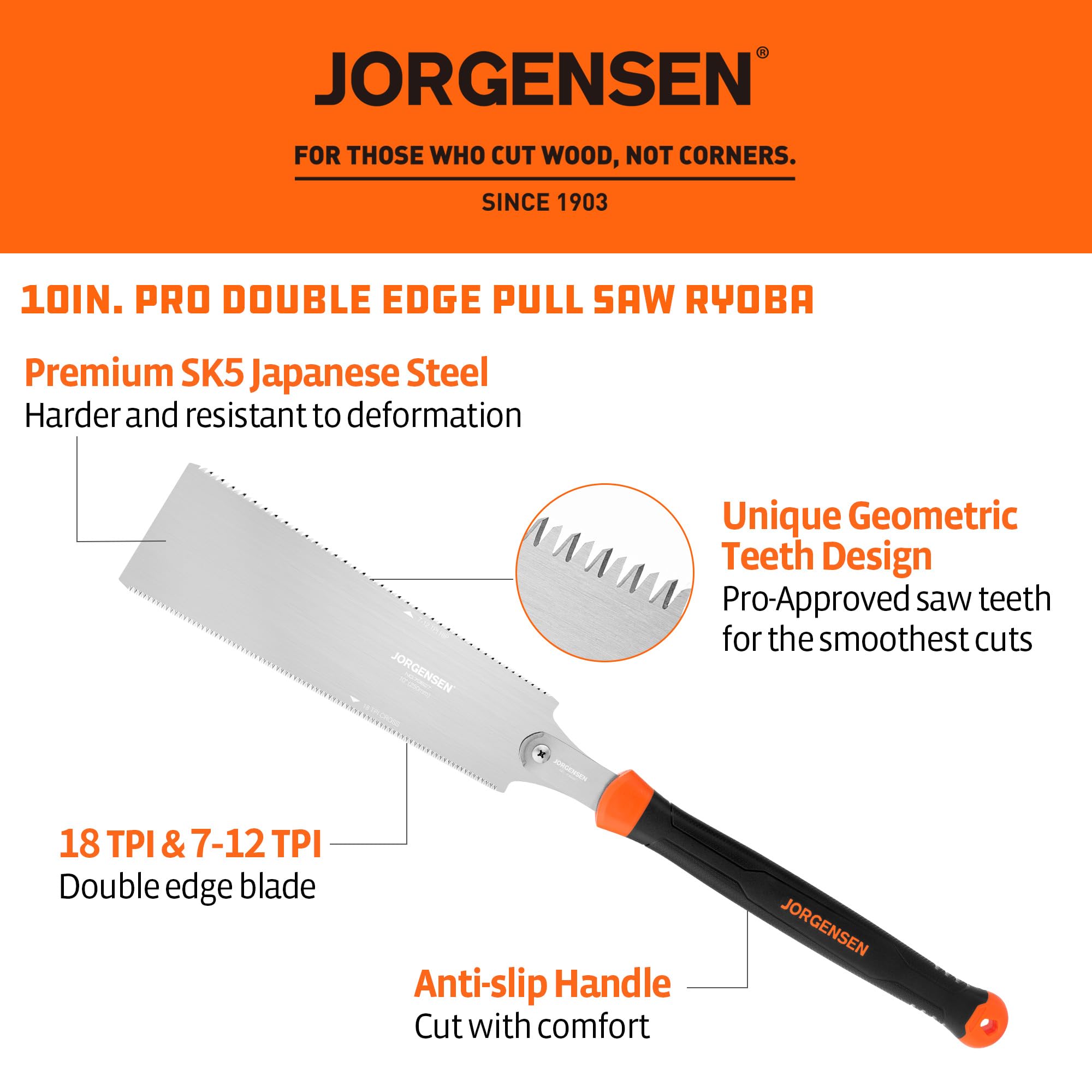 Jorgensen pull saw double-edge design enables versatile cutting options