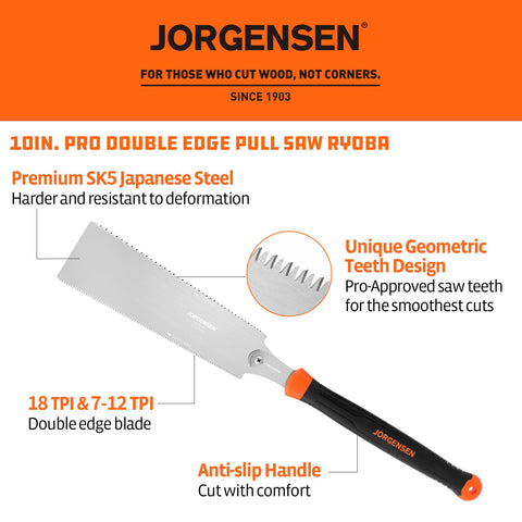 Jorgensen pull saw double-edge design enables versatile cutting options