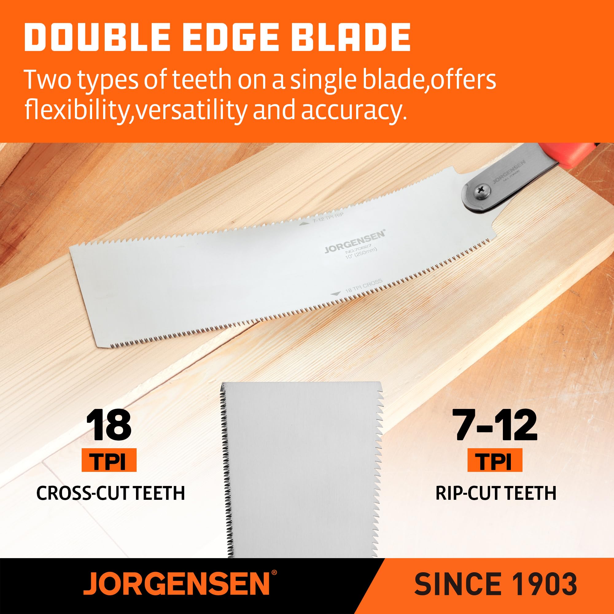 Jorgensen pull saw fine edge 18 TPI for smooth cross-cuts
