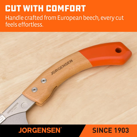 Jorgensen replaceable blade system lets you swap blades for extended use.