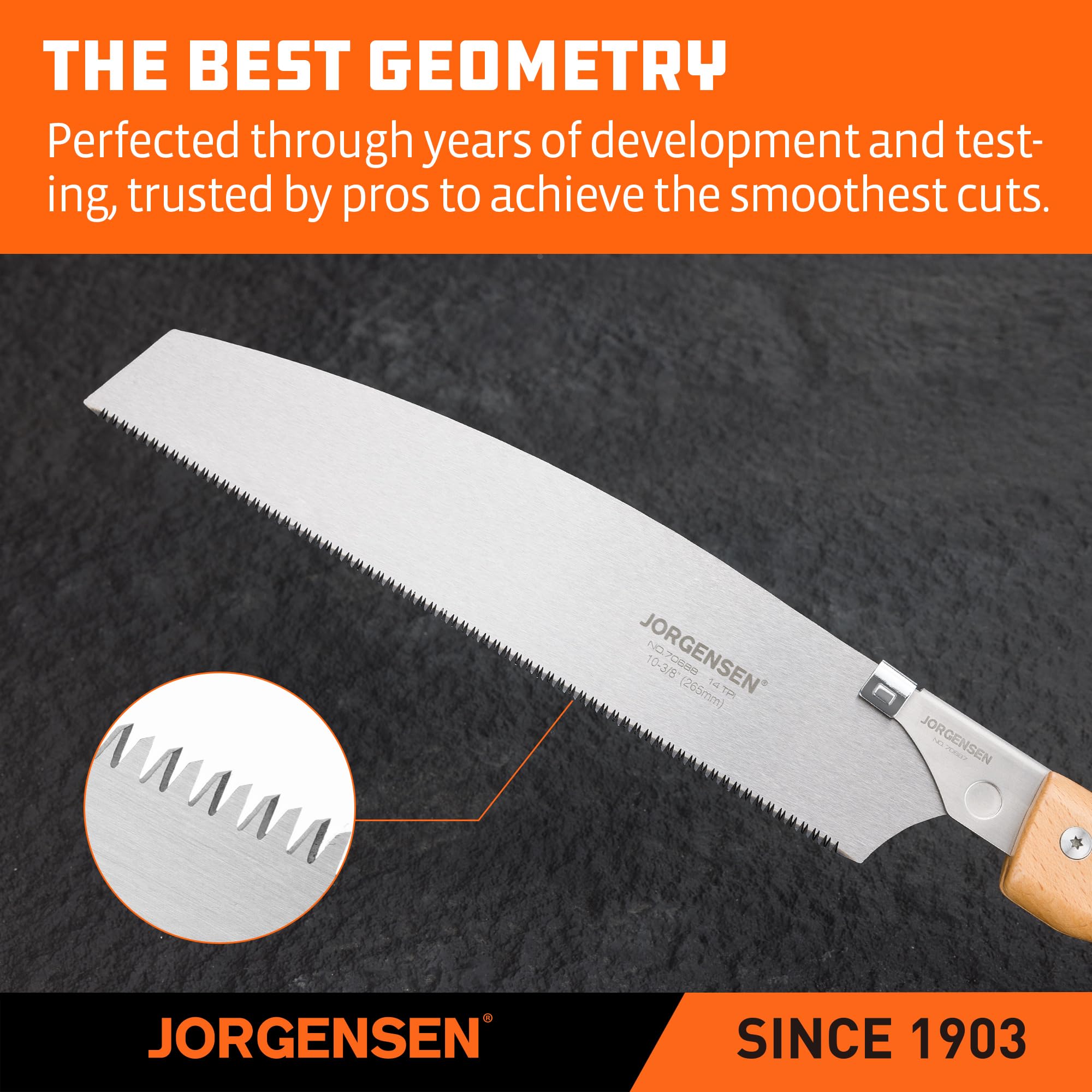 Jorgensen SK5 blade close-up shows sharp, durable cutting edge.