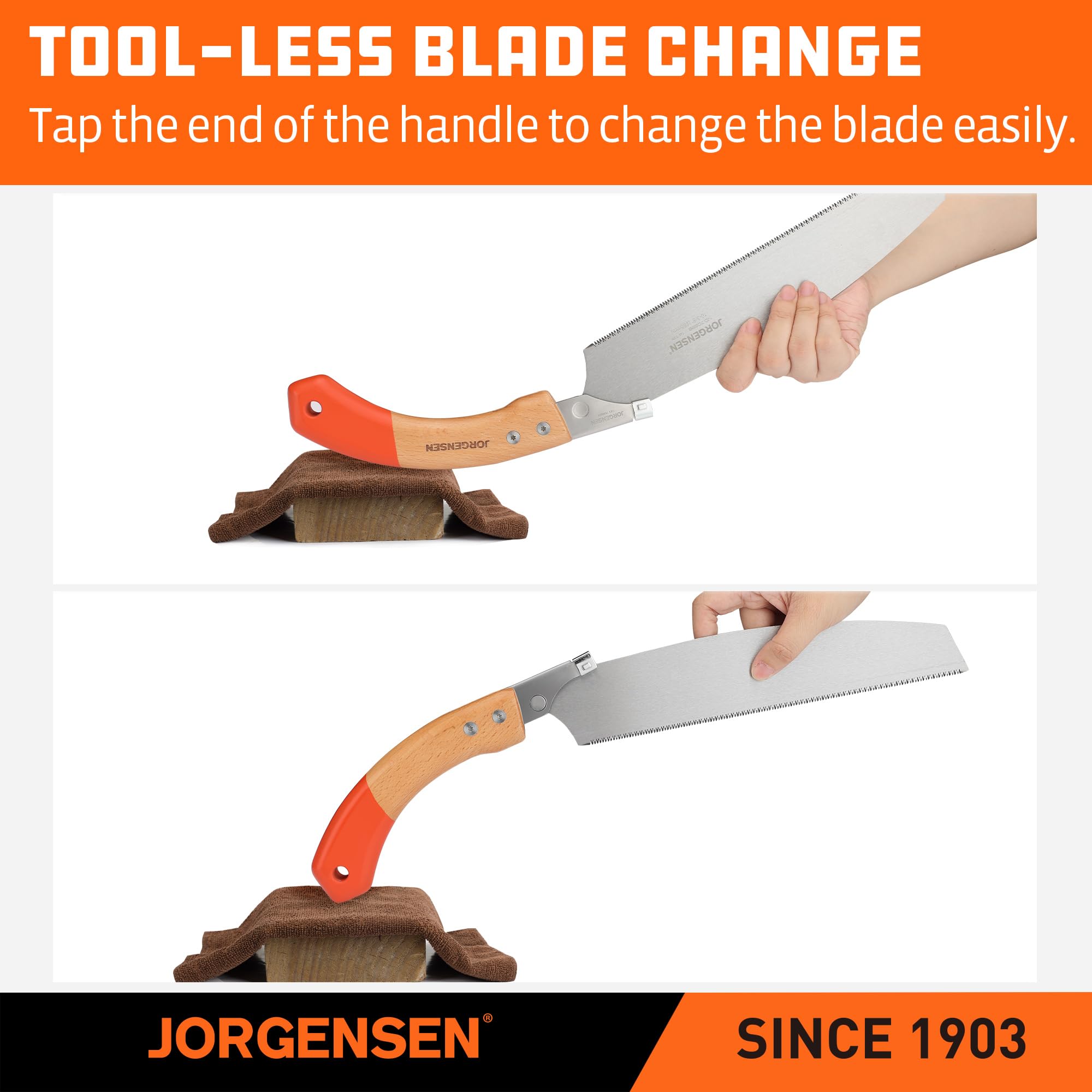 Jorgensen soft grip beech handle provides comfortable control during tasks.