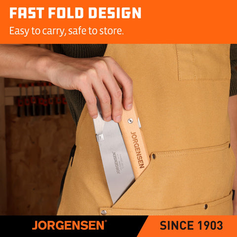 Jorgensen Kataba pull saw Beech handle reduces hand fatigue during long sessions.