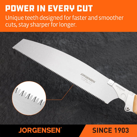 Jorgensen Kataba pull saw teeth detail with 14 TPI for smooth, precise cuts.