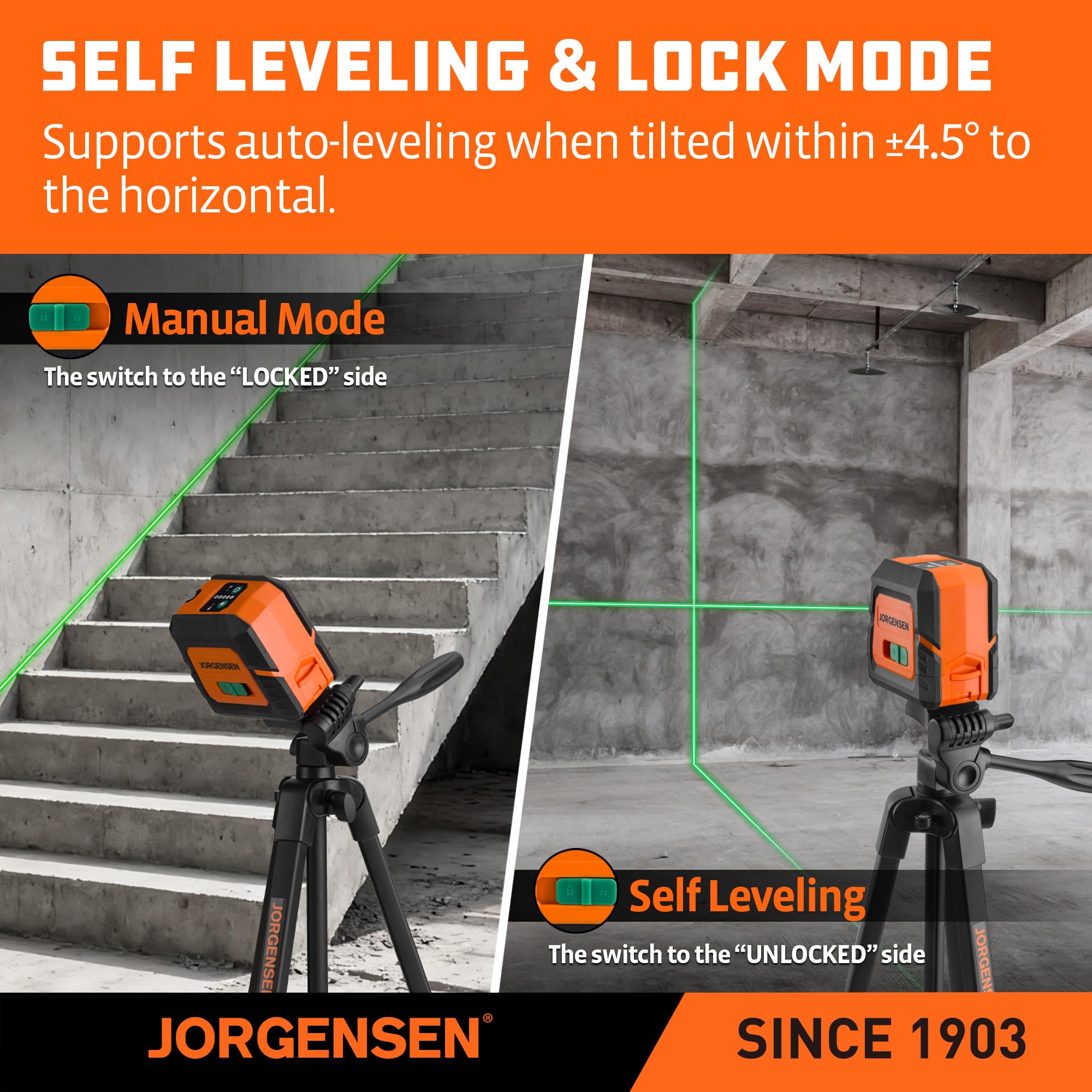Jorgensen three AA batteries power reliable operation on site.