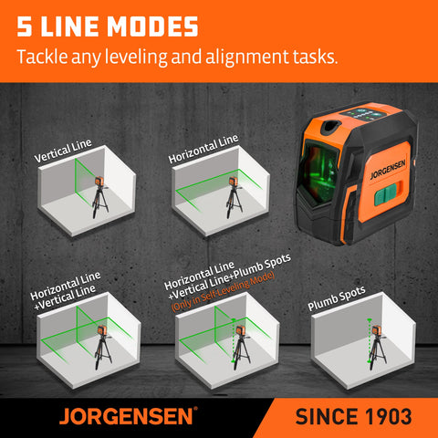 Jorgensen green laser target aids alignment across wide areas.