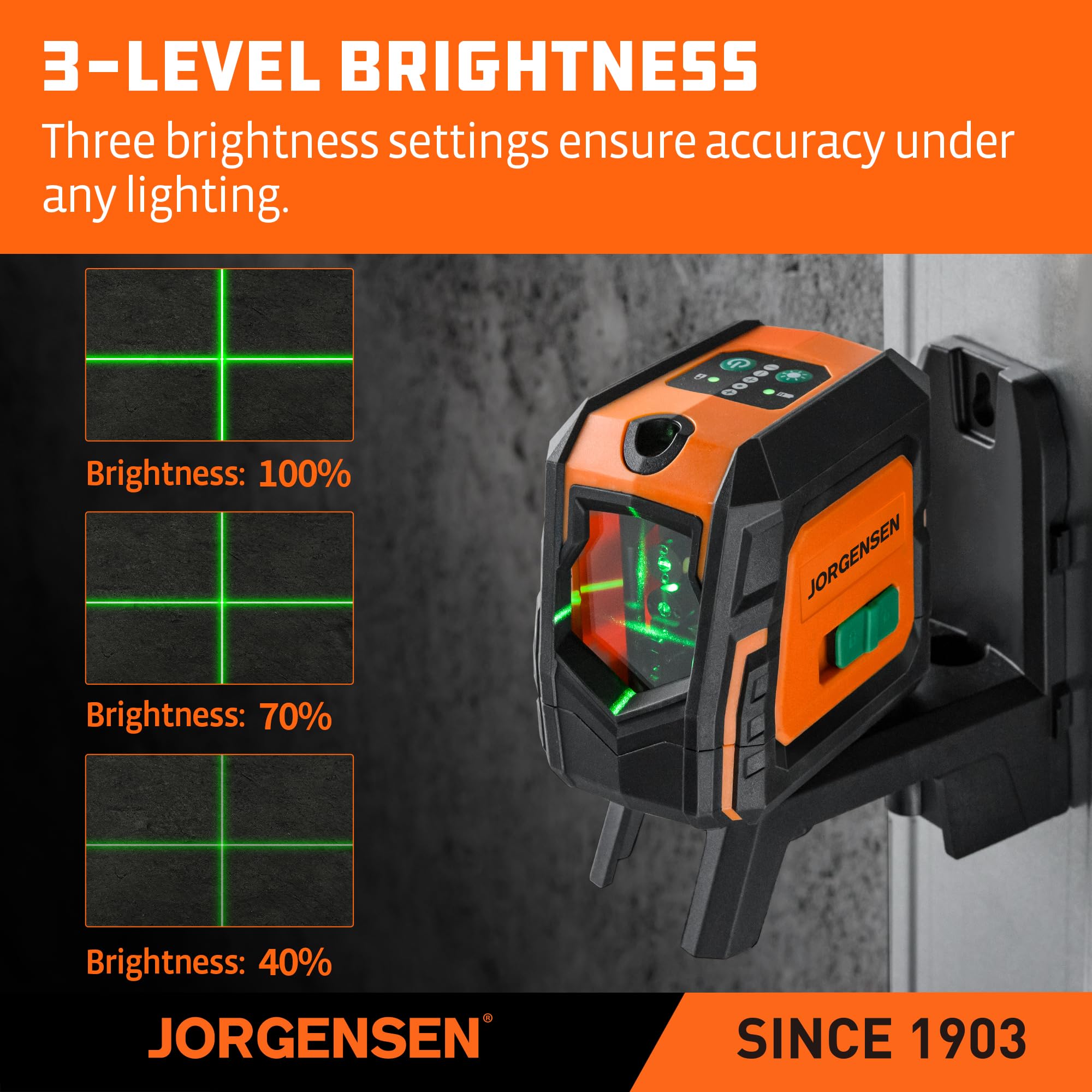 Jorgensen iron wall mount plate enables steady placement during installations.