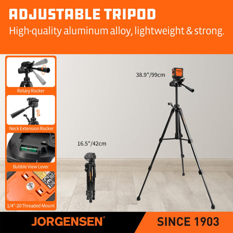 Jorgensen laser level is lightweight and portable for on-the-go projects