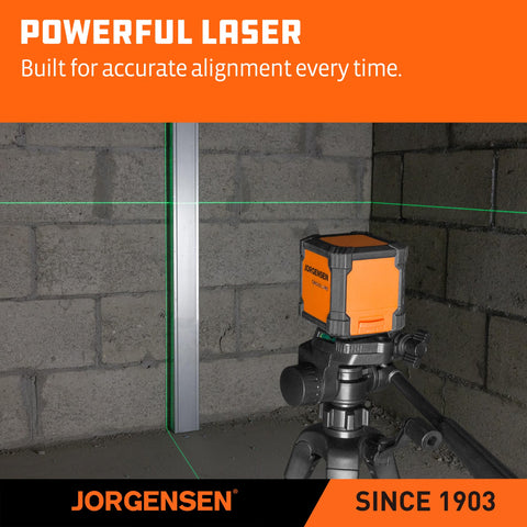 Jorgensen laser level with magnetic bracket quickly secures to metal surfaces