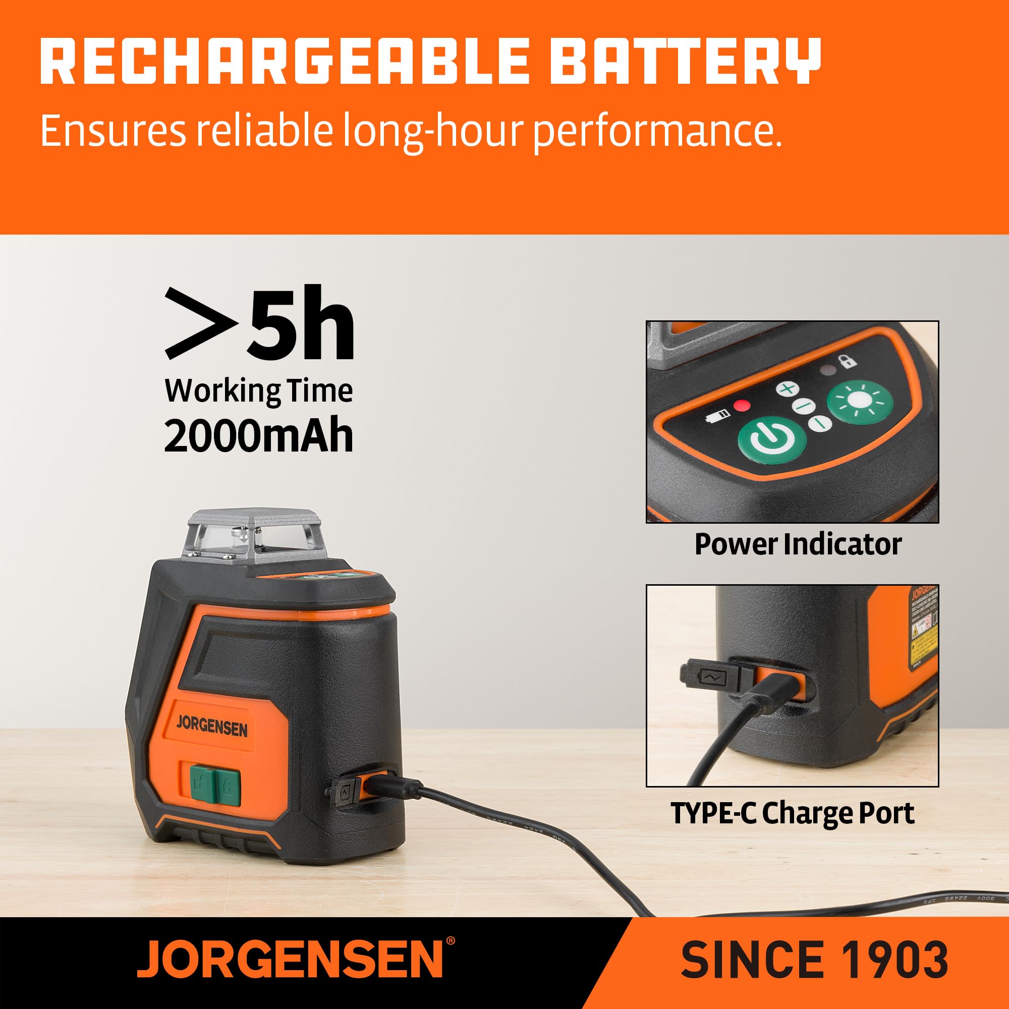 Jorgensen laser target helps verify line accuracy on distant surfaces.