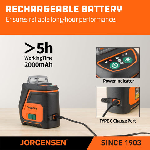 Jorgensen laser target helps verify line accuracy on distant surfaces.