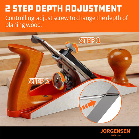 Jorgensen No.4 adjustable depth knob in use for different planing tasks.