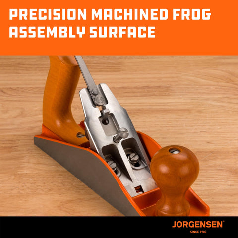 Jorgensen No.4 beech handle close-up for comfortable grip.
