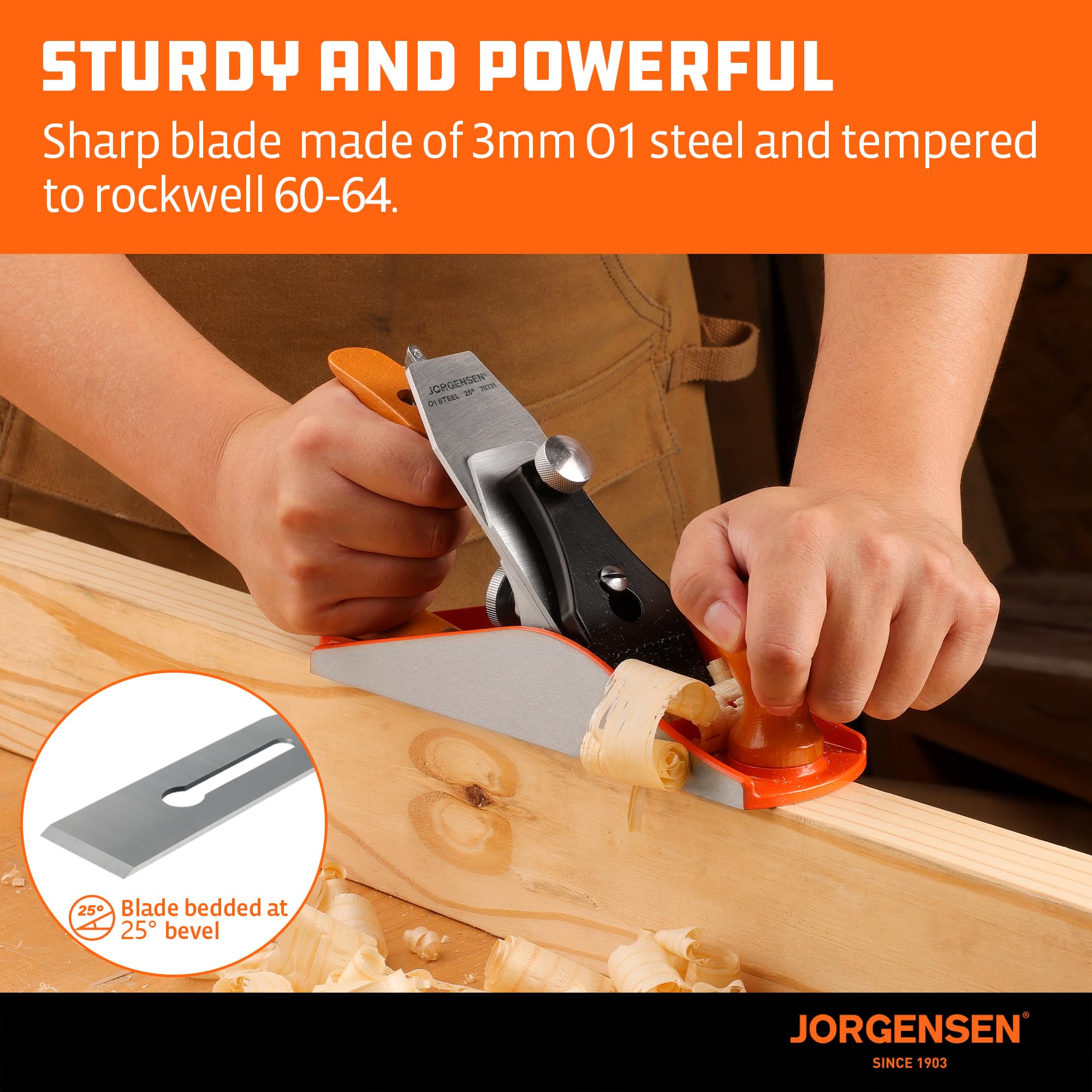 Jorgensen No.4 ductile iron body close-up emphasizing rugged durability.