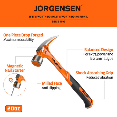 Jorgensen one-piece forged carbon steel hammer delivers lasting durability